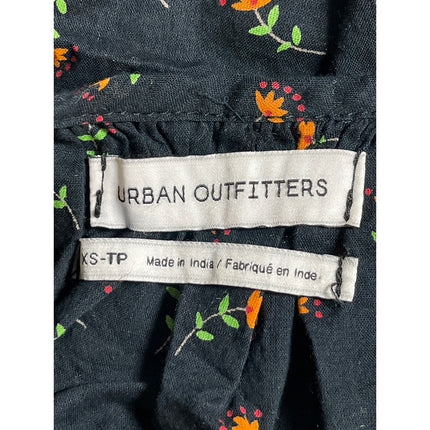 Urban Outfitters Women Black Floral Short Puff Sleeve Keyhole Blouse Top Size XS
