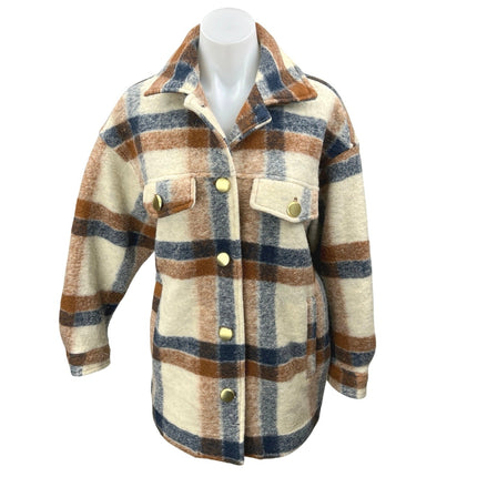 Zara Women's Multicolor Plaid Check Gold Button Oversized Blazer Coat Jacket S