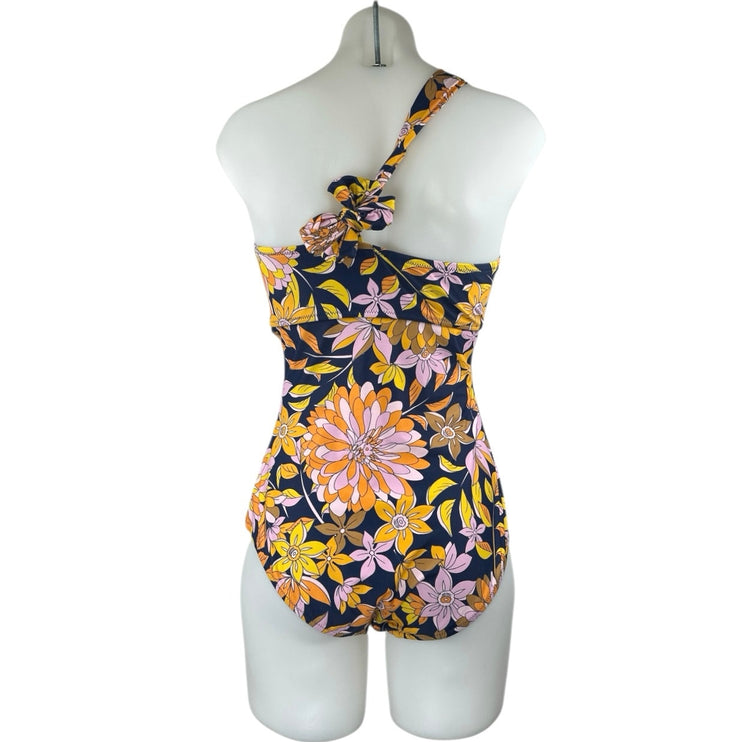 J.Crew Multicolor Floral Cutout One Shoulder One Piece Swimsuit Swimwear Size 6