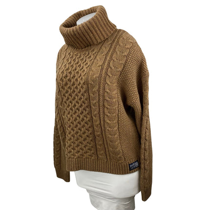 Superdry Vintage Athletic Wool Cable Knit Turtle Neck Long Sleeve Sweater Top 12