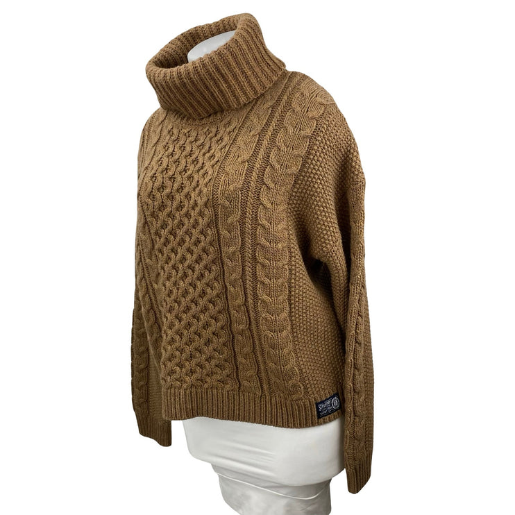 Superdry Vintage Athletic Wool Cable Knit Turtle Neck Long Sleeve Sweater Top 12