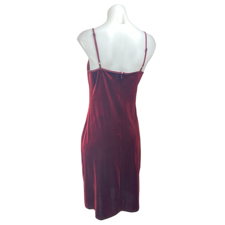 1.State Red Velvet Velour Sleeveless Cami Camisole Midi Tank Slip Dress Size M