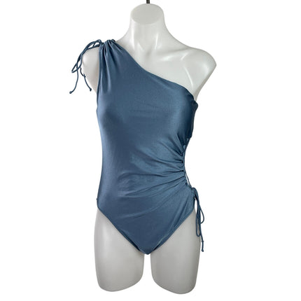 NEW J.Crew Blue One Shoulder Cut Out Tie One Piece Swimsuit Swimwear Size 8