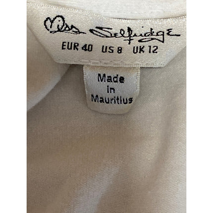 Miss Selfridge White Floral Embroidery Tie Front V Neck Crop Peplum Blouse Top 8