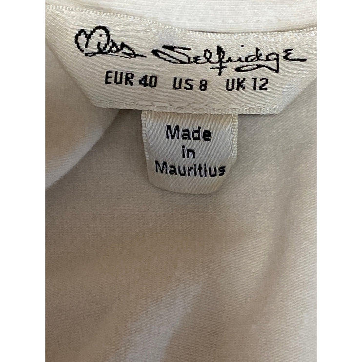 Miss Selfridge White Floral Embroidery Tie Front V Neck Crop Peplum Blouse Top 8