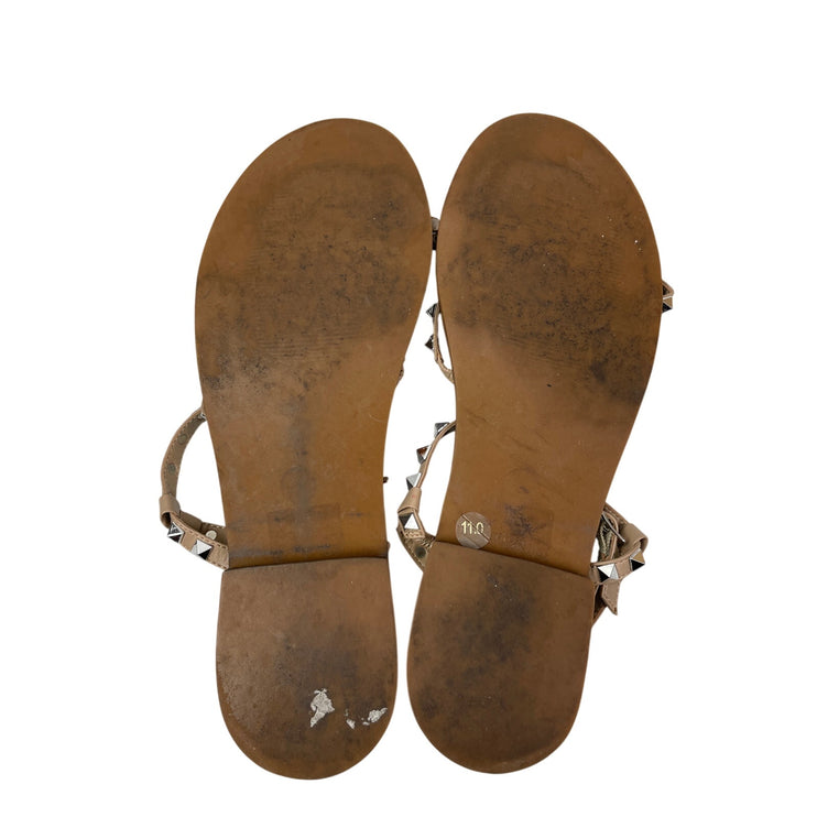 Steve Madden Women's Tan Travel Rock Studded Gladiator Flat Sandals Size 11