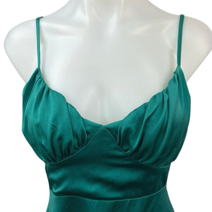 Endless Blu Green Silk Satin Spaghetti Cami Camisole Mini Fit & Flare Dress Sz S