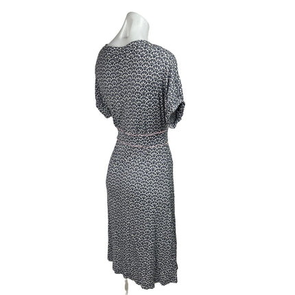 French Connection Gray Geometric Floral Dolman Sleeve V-Neck Midi Dress Size 4