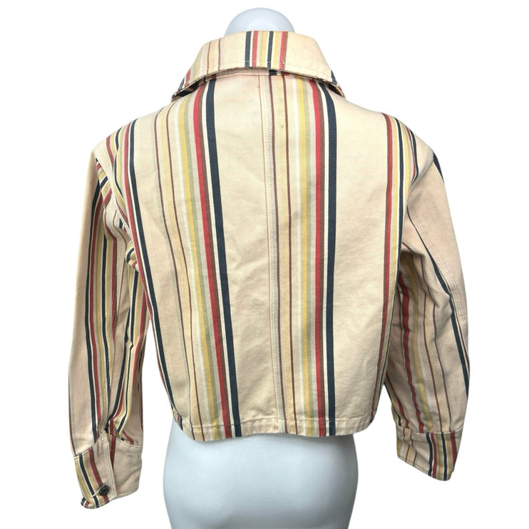 Urban Outfitters Multicolor Lucia Striped Chore Button Denim Jean Jacket Size XS