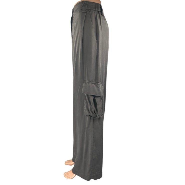 All Fenix Women's Black Straight Wide Leg High Waist Cargo Trousers Pants Size S
