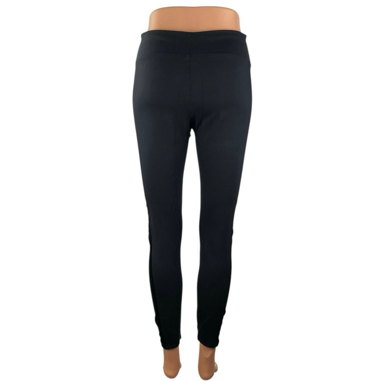 Spanx Womens Black Mid Rid Side Stripe Colorblock Yoga Athletic Leggings Pants M
