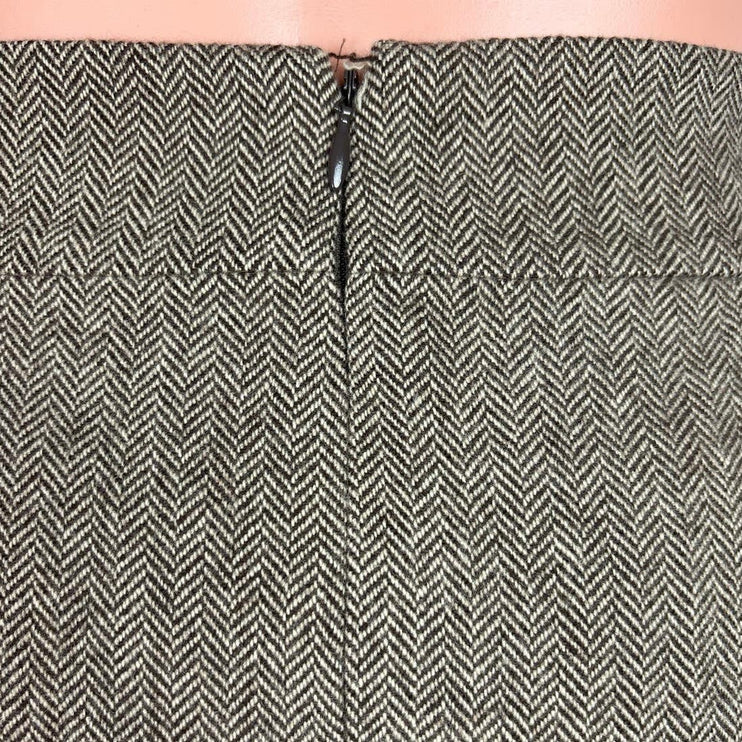 Banana Republic Brown Wool Herringbone Knee Length Pencil Straight Skirt Size 2