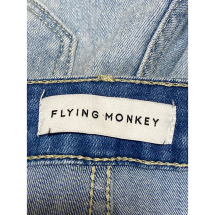 Flying Monkey Women's Blue Distressed Raw Hem Crop Straight Denim Jeans Size 26