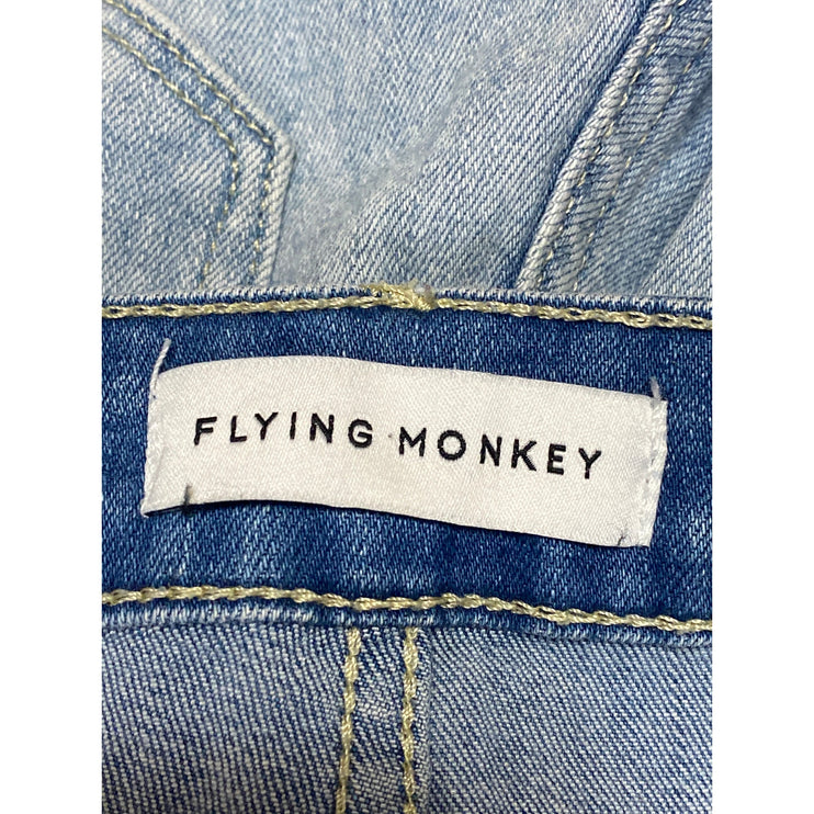 Flying Monkey Women's Blue Distressed Raw Hem Crop Straight Denim Jeans Size 26