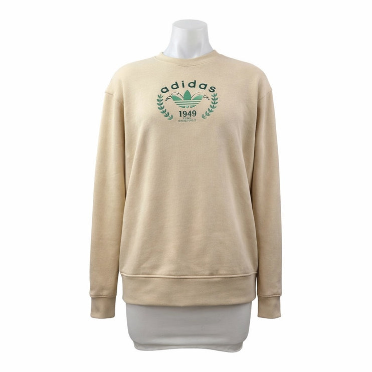Adidas Original Crest Embroidery Beige Sports Athletic Sweater Sweatshirt Top M
