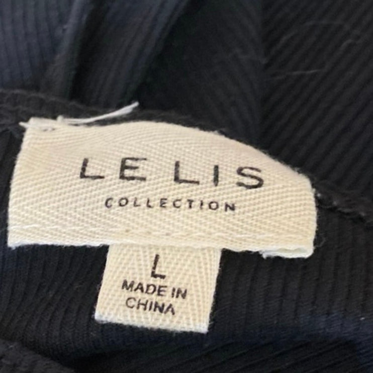 Le Lis Black Sleeveless Ribbed Knit Square Neck Cutout Tank Bodysuit Top Size L