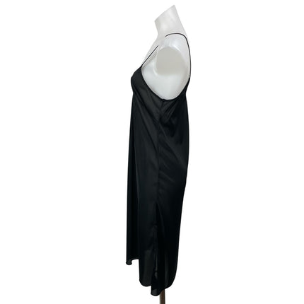 Liviana Conti Black Silky Satin Sleeveless Cami Camisole Mini Slip Tank Dress 42