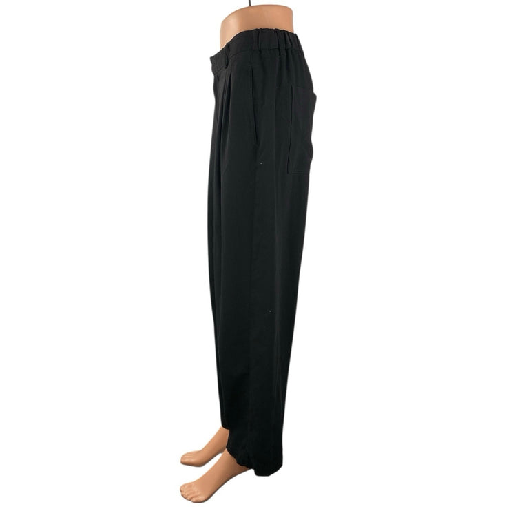 Urban Outfitters Women's Black High Rise Wide Leg Pleated Trousers Pants Size M