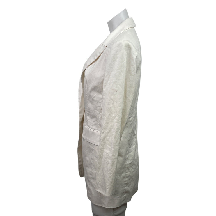 NEW Banana Republic Women's White Linen Notch Lapel Blazer Coat Jacket Size 6P
