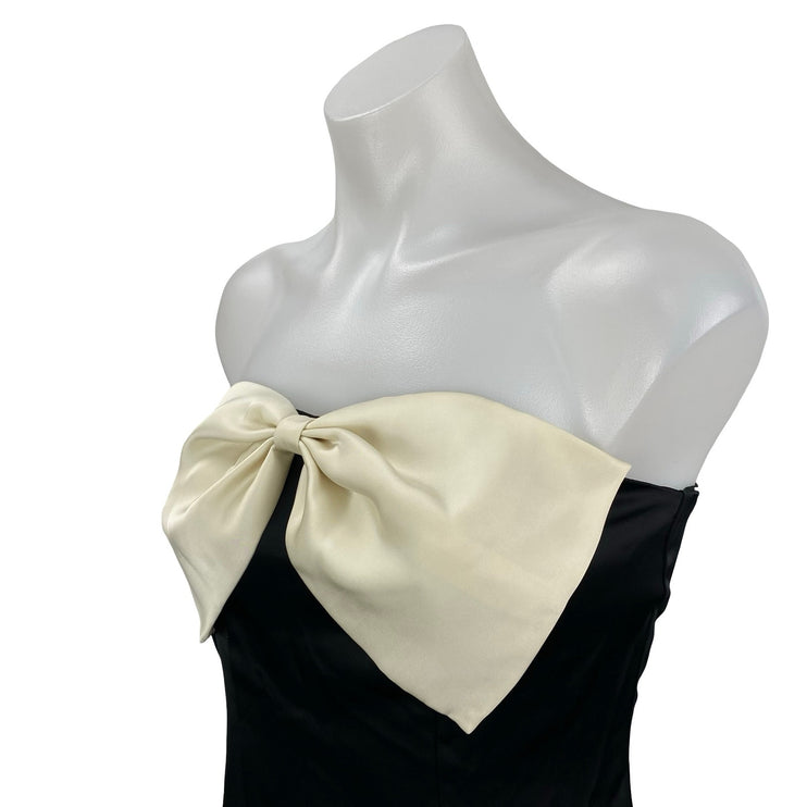 NEW Princess Polly Kesy Bow Black Strapless Bandeau Tube A Line Mini Dress Sz 4