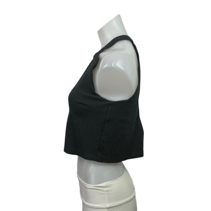 Olivaceous Black Halter High Neck Zip Scallop Back Sleeveless Crop Top Size M