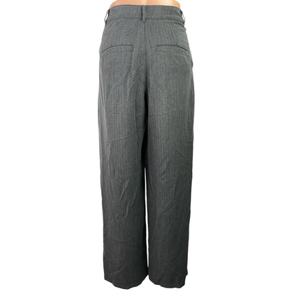 Disturbia Gray Herrongbone Pleated High Waist Wide Leg Trousers Dress Pants Sz 2