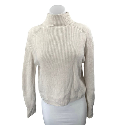 Lululemon Women's Cream White Wool Rib Knit Long Sleeve Turtleneck Sweater Top 2