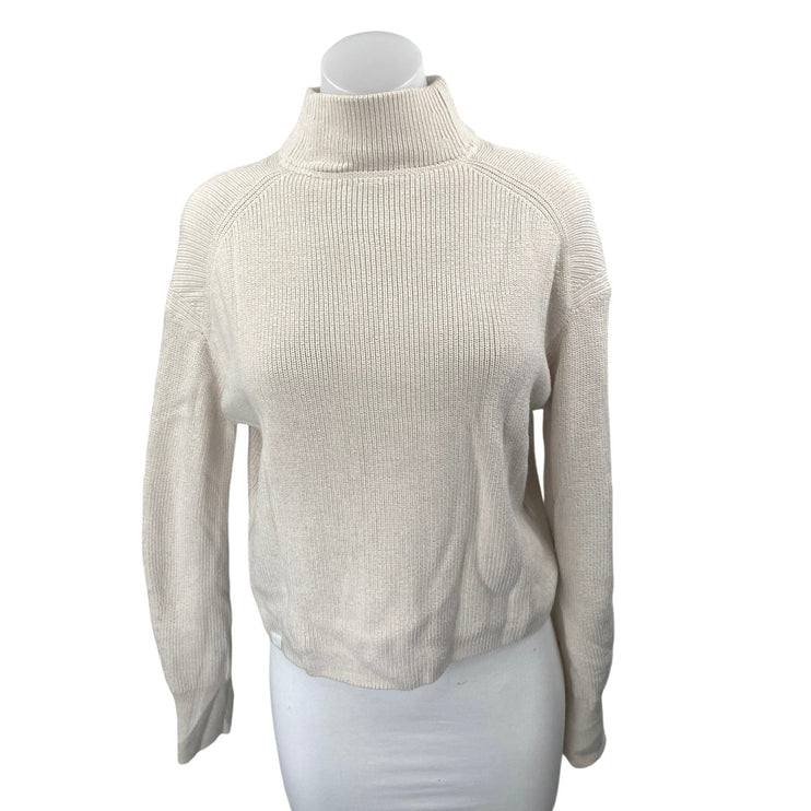 Lululemon Women's Cream White Wool Rib Knit Long Sleeve Turtleneck Sweater Top 2
