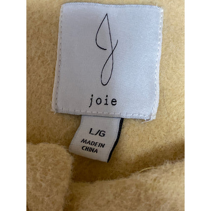Joie Womens Yellow Crew Neck Button Down Pockets Long Sleeve Coat Jacket Size L