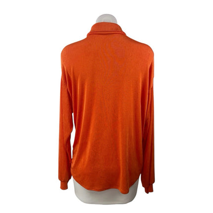 NEW Fashion Nova Women's Orange Faux Velvet Long Sleeve Button Down Shirt Top S