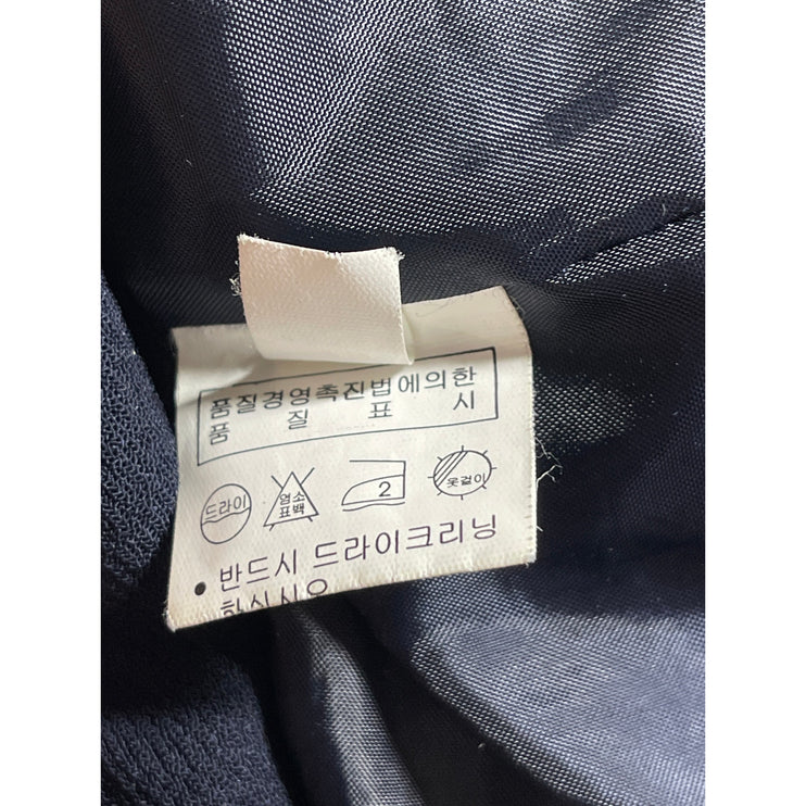 Makmaks Womens Navy Blue Double Breasted Collared Long Sleeve Pea Coat Jacket OS