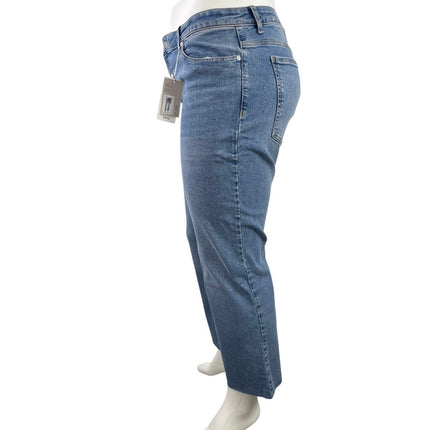 NEW MNG Mango Sienna Blue High Waisted Skinny Straight Leg Denim Jeans Pants 18