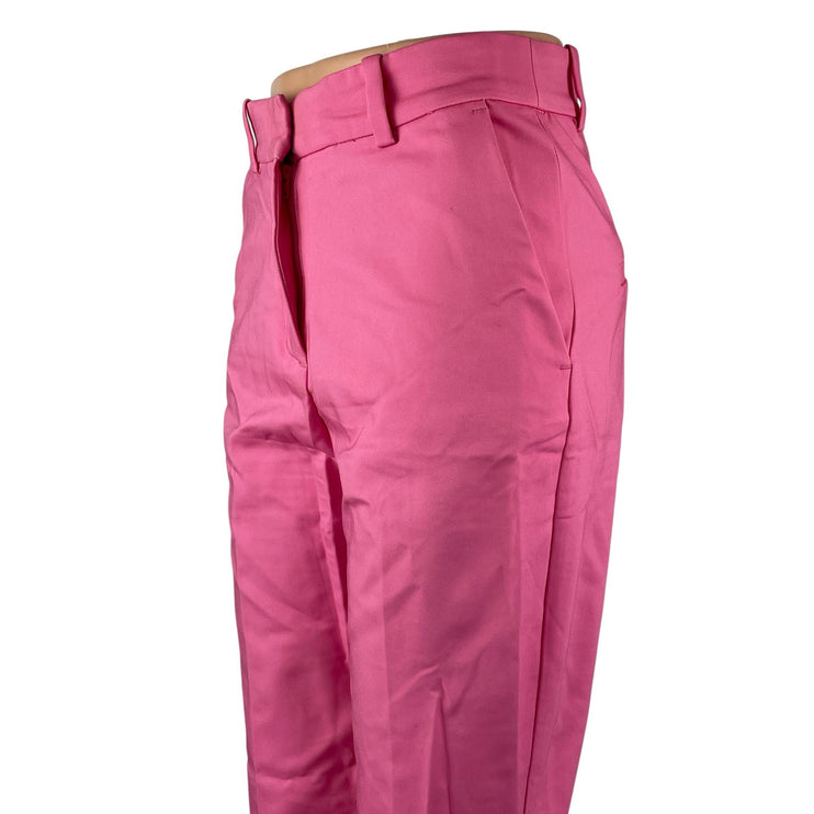 H&M Women's Pink High Rise Elastic Waist Slim Straight Trousers Pants Size 4