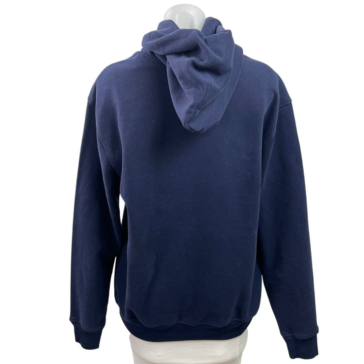 NEW Gap Women's Navy Blue Gray Logo Embroidered Hoodie Hooded Sweatshirt Size S
