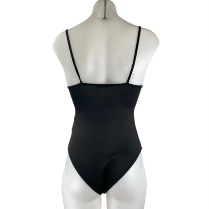 ZARA Black Lace Sleeveless V Neck Cami Camisole One Piece Bodysuit Tank Top Sz M