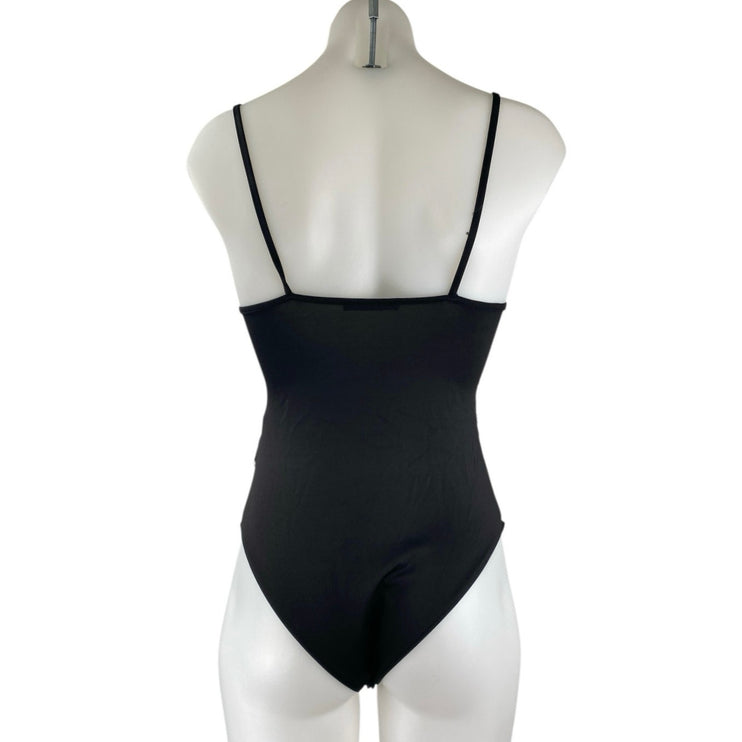 ZARA Black Lace Sleeveless V Neck Cami Camisole One Piece Bodysuit Tank Top Sz M