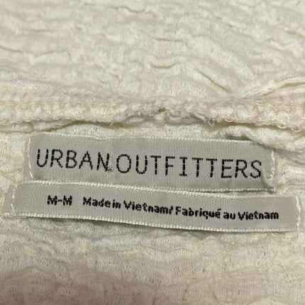 Urban Outfitters Cream Crinkle Textured Short Sleeve Button Down Crop Top Size M