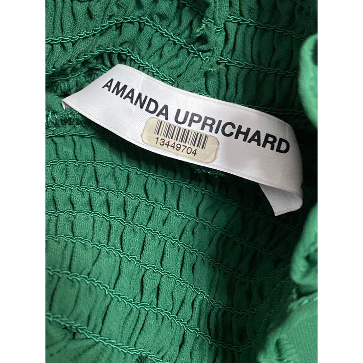 Amanda Uprichard Naoemi Green Ruffle High Neck Long Sleeve Mini Shift Dress Sz M