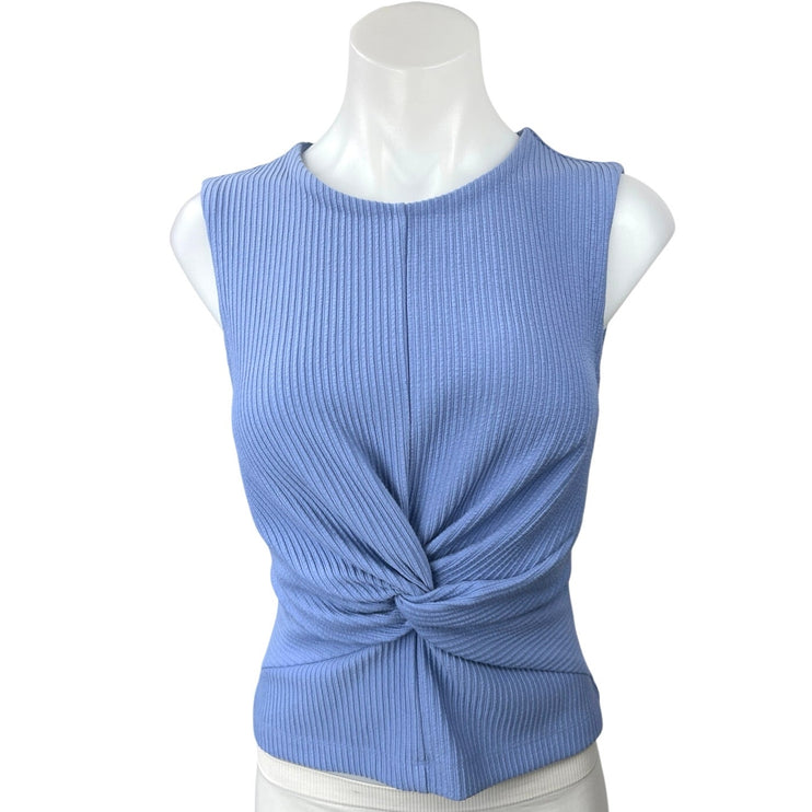 Club Monaco Blue Ribbed Knit Twist Front Stretch Sleeveless Tank Top Size S