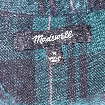 Madewell Women's Green Plaid Check Collared Long Sleeve Button Down Shirt Top M