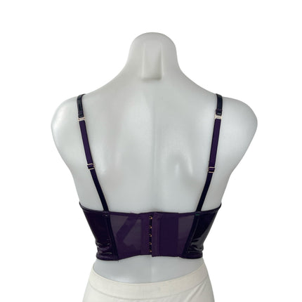 Savage x Fenty Purple Latex Bustier Corset Adjustable Sleeveless Crop Top Size S