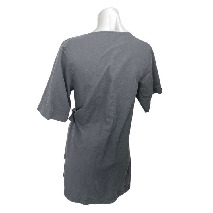 COS Women's Black Short Sleeve V Neck Sheath Tie Bow Wrap Mini Dress Size XS