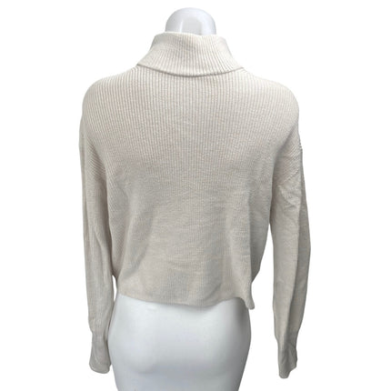 Lululemon Women's Cream White Wool Rib Knit Long Sleeve Turtleneck Sweater Top 2