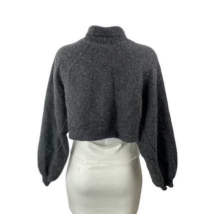 Free People Women's Dark Gray 100% Cashmere Turtleneck Cropped Sweater Top S