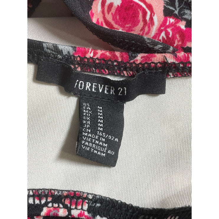 Forever 21 Women's Floral Sleeveless Open Back Mini Skater Flare A-Line Dress M