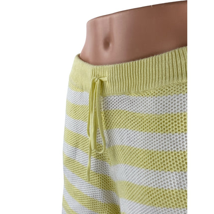 Pink Victoria's Secret Yellow White Striped Knit High Rise Beach Mini Short Sz M