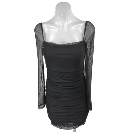 Princess Polly Black Long Sleeve Mesh Ruched Stretch Mini Bodycon Dres Brie Princess Polly Black Long Sleeve Mesh Ruched Stretch Mini Bodycon Dres Brie