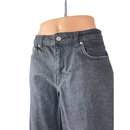NA-KD Women's Black High Waisted Baggy Barrel Wide Leg Denim Jeans Size 36