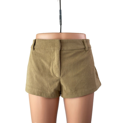 NEW Edikted Women's Brown Corduroy High Waisted Slim Fit Chino Hot Mom Shorts M