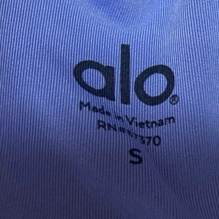 Alo Blue Heathered Sleeveless Strappy Workout Athletic Sports Bra Crop Top Sz S